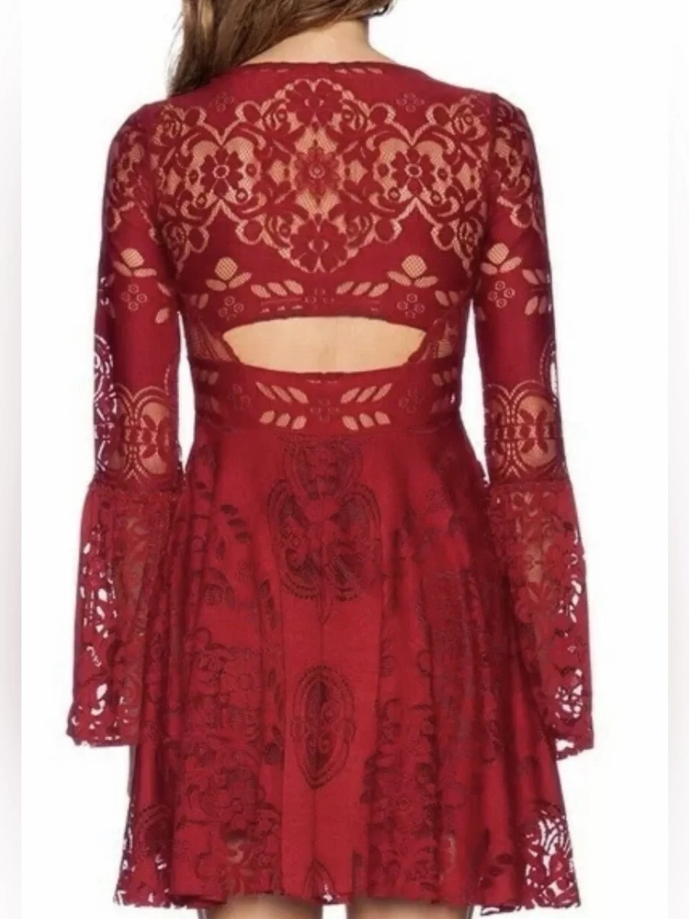 Free People Lace Lovers‎ Folk Song Bell Sleeve Boho Dress - Size 2